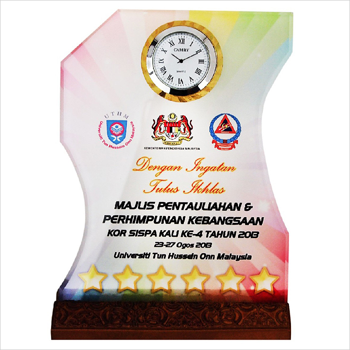 Crystal Plaque With Clock