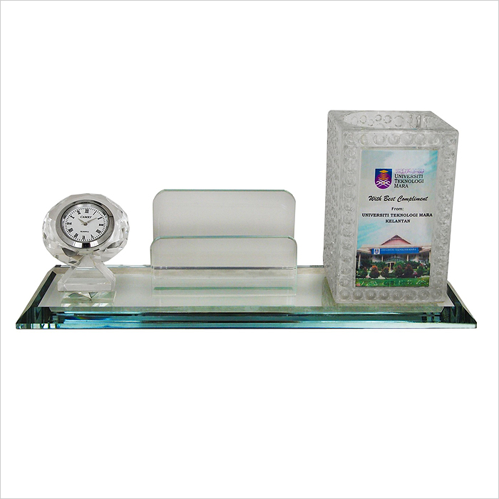 Crystal Pen Holder & NC Holder With Clock