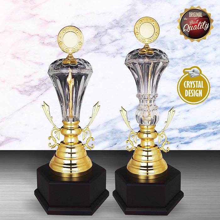 Exclusive White Silver Trophy With Crystal