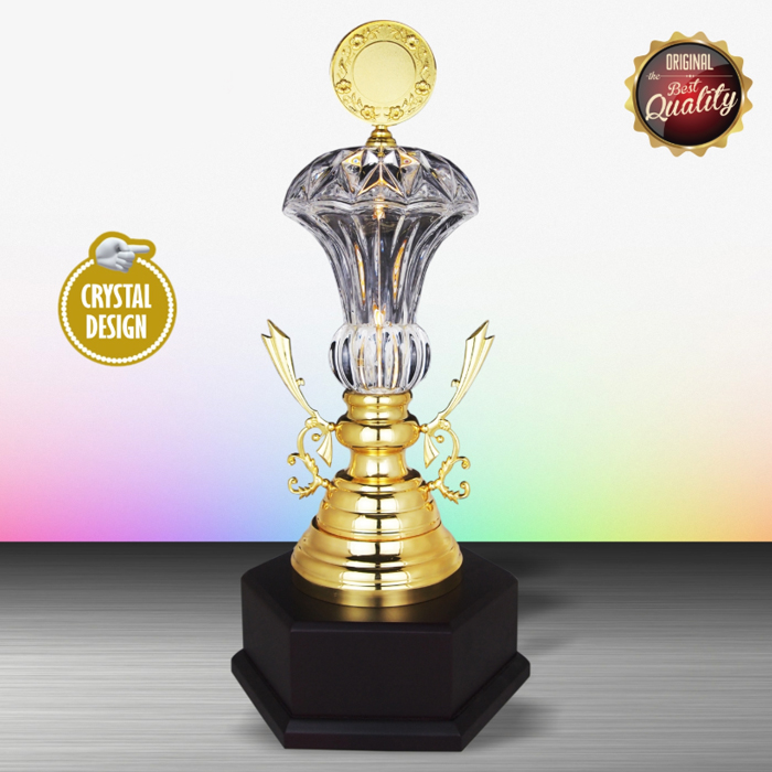 Exclusive White Silver Trophy With Crystal