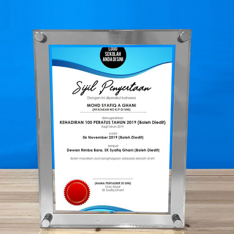 Acrylic A4 Certificate Frame