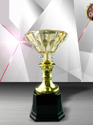 Exclusive White Silver Trophy With Crystal Bowl