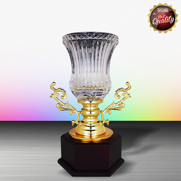 Exclusive White Silver Trophy With Crystal Vase