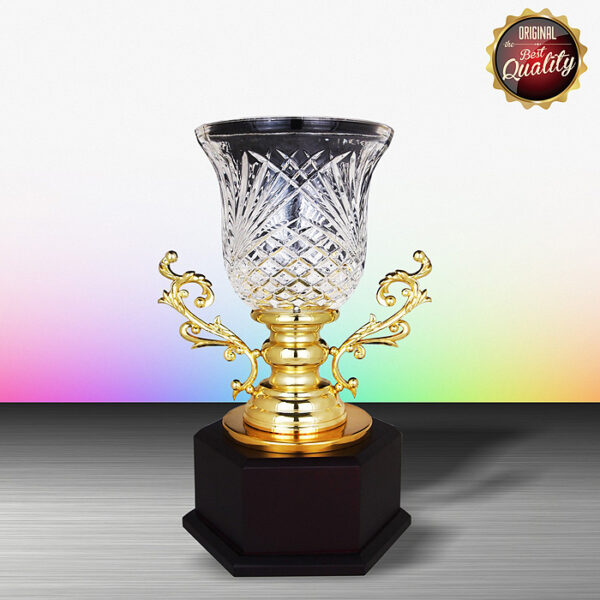 Exclusive White Silver Trophy With Crystal Vase