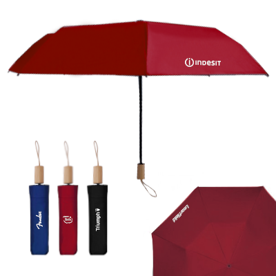 21” 3 Fold Umbrella with Wooden Handle