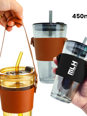 MONTE 3 Premium Color Glass Mug with PU Sleeve – 450ml