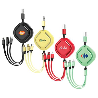 VORTEX 3-in-1 Retractable USB Charging Cable