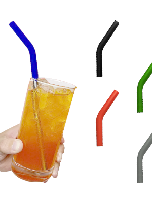 8mm Stainless-Steel Straw with Curved Silicon Tip