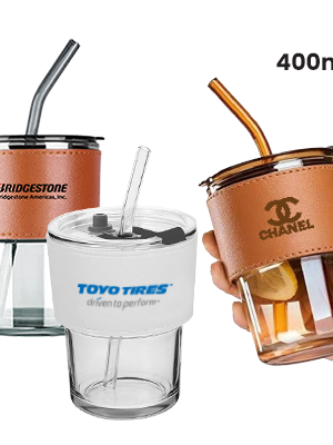 MONTE 2 Premium Color Glass Mug with PU Sleeve- 400ml