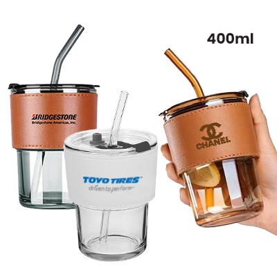 MONTE 2 Premium Color Glass Mug with PU Sleeve- 400ml