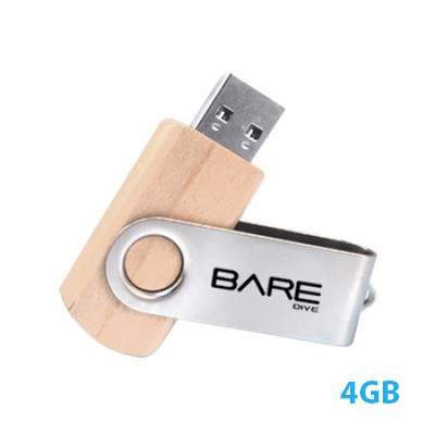 Metal Swivel Wooden USB Flash Drive – 4GB