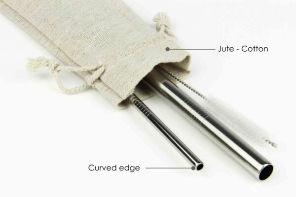RAW - Straw Set with Jute-Cotton Pouch - Image 4