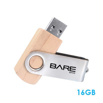 Metal Swivel Wooden USB Flash Drive – 16GB