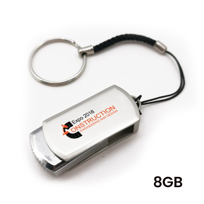 Mini Metal Swivel USB flash drive with HP Strap – 8GB