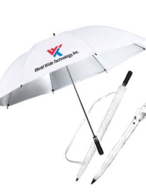 27″ Auto Open White Inner Silver Coated Golf Umbrella