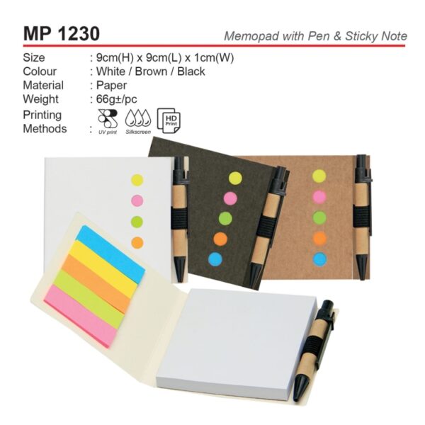 MP 1230 Memopad With Pen & Sticky Note - Image 2