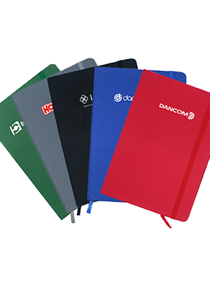 PU Fabric Hard Cover A5 Notebook with Pen Loop