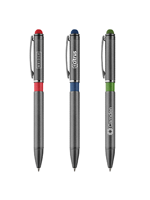 Color Tone Push Action Metal Ball Pen with Stylus