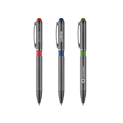 Color Tone Push Action Metal Ball Pen with Stylus