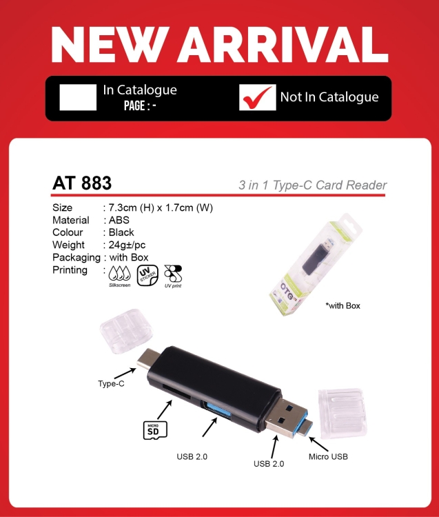 AT 883 3 in 1 Type-C Card Reader