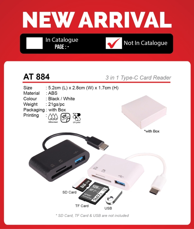 AT 884 3 in 1 Type-C Card Reader