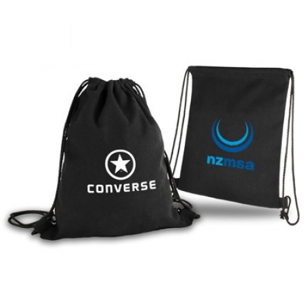 Economical Black Canvas Drawstring Bag -12oz