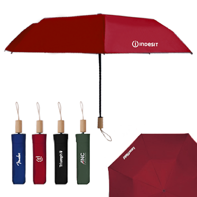21” 3 Fold Umbrella with Wooden Handle