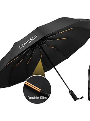XIXILIA 23" Auto-Open 12 Panel Double Ribs Umbrella