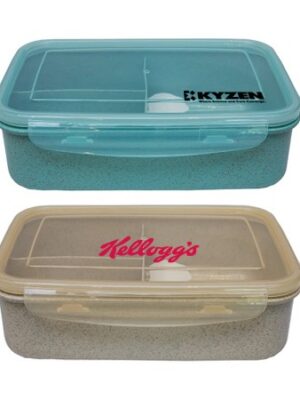 Eco Wheat 3 side Food Container With Spoon