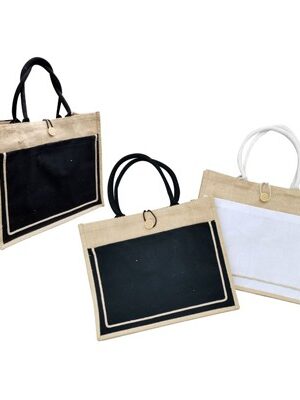 Eco-Friendly Jute Bag With Front Pocket (430x350x145)