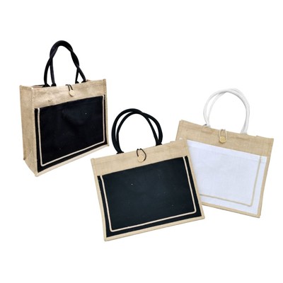 Eco-Friendly Jute Bag With Front Pocket (430x350x145)