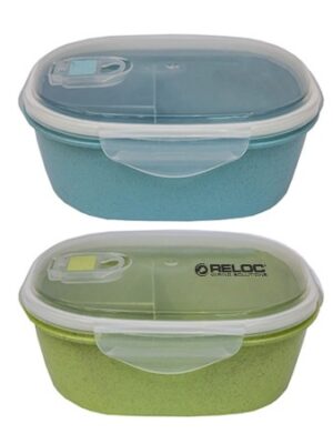 Oval Eco Wheat 3 side Food Container With Spoon
