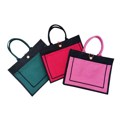 Reusable Jute Handbag With Front Pocket (430x350x145)
